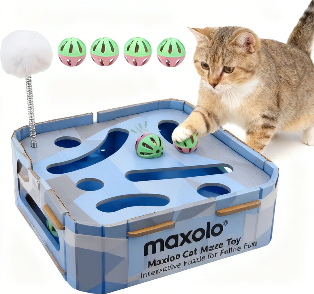 maxolo® Cat Secret Snack Labyrinth - Interactive Maze Puzzle Toy | Brain-Boosting Treat Hunt Adventure for Curious Kitties & Bored Indoor Cats