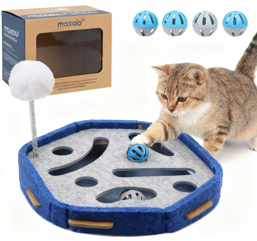 maxolo® Cat Maze Treasure Hunt Toy: Interactive Treat Puzzle to Unleash Your Kitty’s Inner Hunter | Boredom Buster & Slow Feeder for Kittens, Adults & Senior Cats