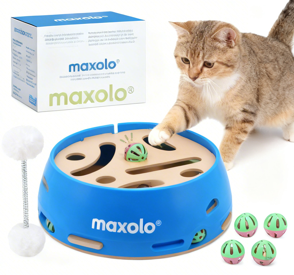 maxolo® Cat Maze Puzzle Toy: Interactive Treat-Chasing Purr-sleuth Maze – Turn Bored Kitty Into a Clever Hunt Detective | Brain-Teasing Hide & Seek Playground