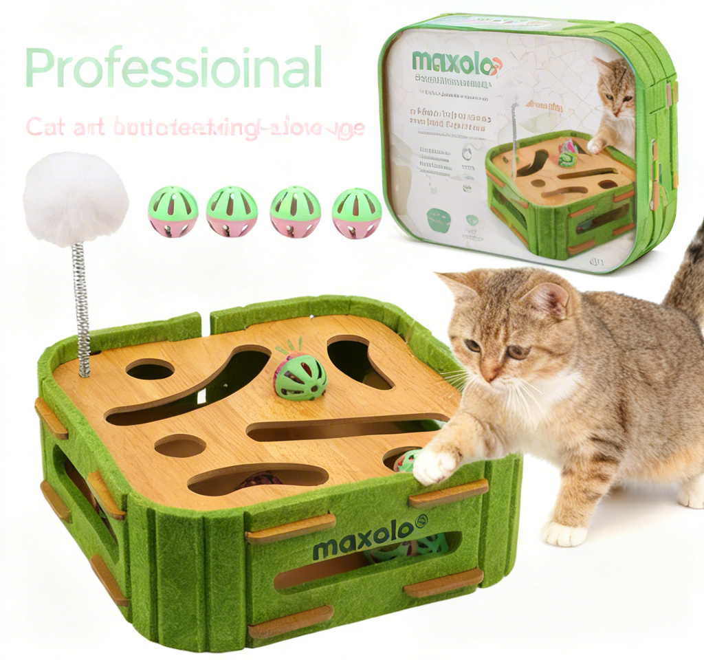 maxolo® Purr-fect Secret Treat Labyrinth Cat Puzzle Toy: Interactive Hide & Seek Adventure for Curious Kitties – Brain-Boosting Slow Feeder to Unleash Their Inner Hunter & Banish Boredom All Day