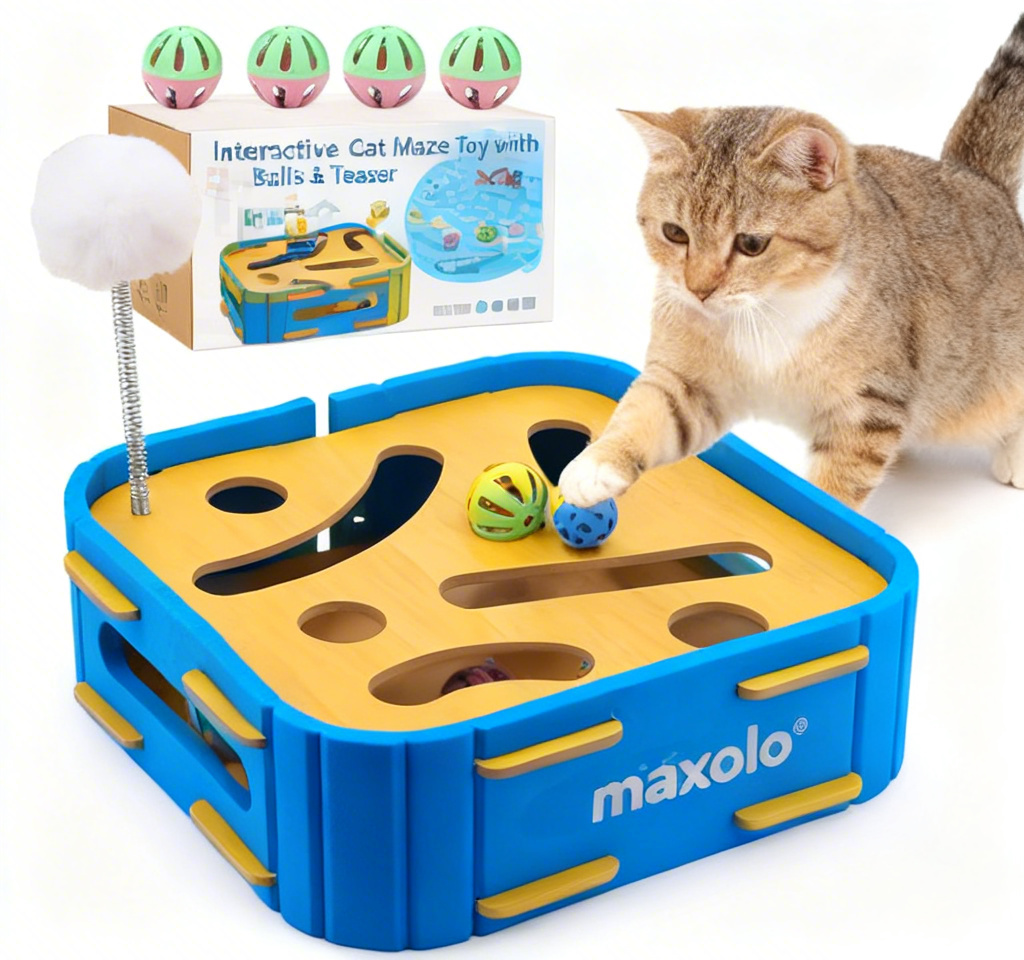 maxolo® Cat Puzzle Maze Toy - Interactive Treat-Hunting Labyrinth | Boost Kitty IQ, Slow Feeding & End Boredom for Indoor Cats