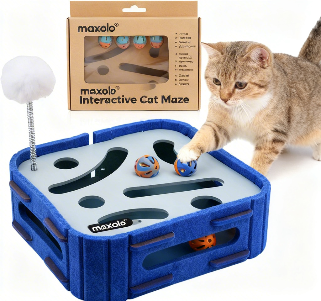 maxolo® Kitty’s Secret Snack Labyrinth - Interactive Puzzle Maze Toy for Hunting, Pouncing & Brain-Boosting Fun! 🐾