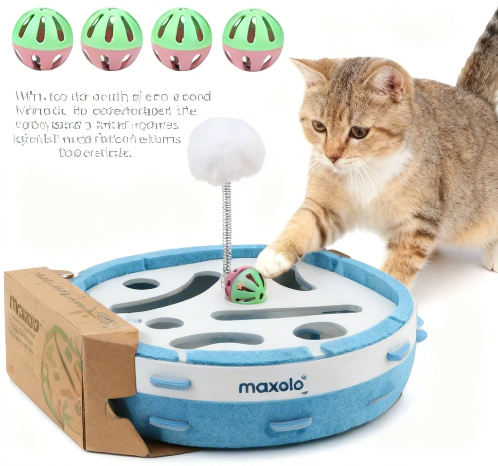 maxolo® Kitty’s Secret Maze Adventure: Interactive Treat-Hunting Puzzle Toy for Bored Indoor Cats – Unleash Your Feline’s Inner Explorer!
